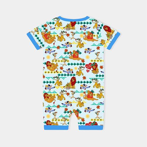 Lion Baby Bamboo Short Zipper Romper Pajamas