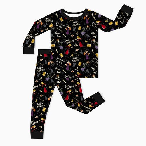 Halloween Witch Sisters Spell Kids Bamboo Two-Piece Pajama Set