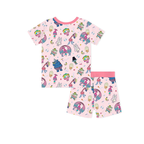 Magic Elves Cartoon Pink Kids Bamboo Short Two-Piece Pajama Set