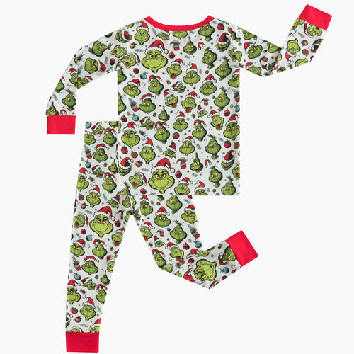 Today’s Deals Christmas Green Guy hat Kids Bamboo 2 Pieces Pajama Set