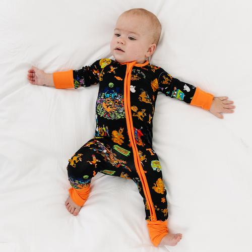 Halloween Mystery Great Dane Dog Baby Bamboo Zipper Romper Pajama