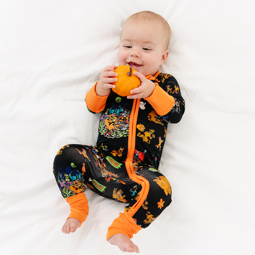 Halloween Mystery Great Dane Dog Baby Bamboo Zipper Romper Pajama