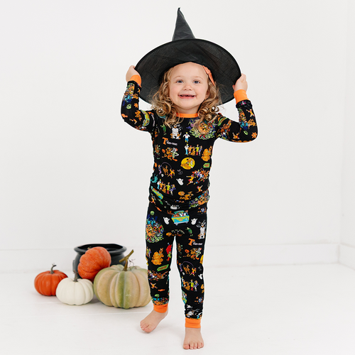 Halloween Mystery Great Dane Dog Kids Bamboo Two-Piece Pajama Set