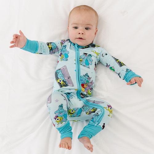 Monster Scare Baby Bamboo Zipper Romper Pajamas