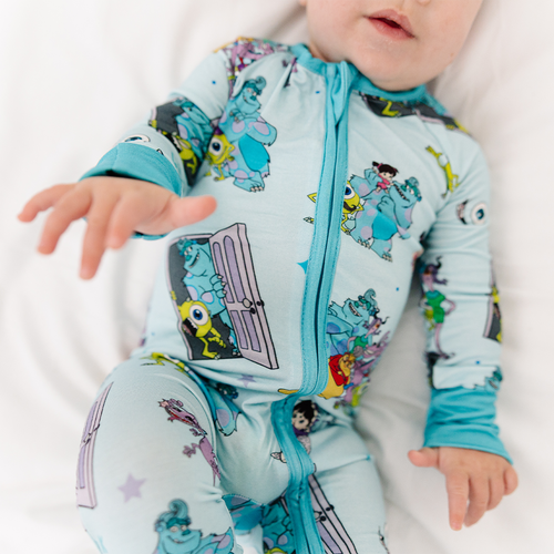 Monster Scare Baby Bamboo Zipper Romper Pajamas