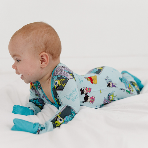 Monster Scare Baby Bamboo Zipper Romper Pajamas