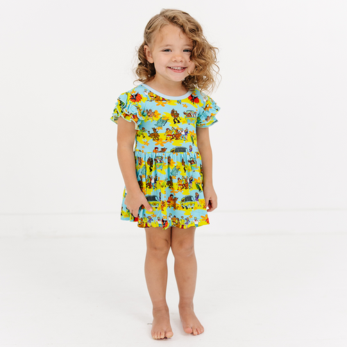 Mystery Adventure Great Dane Dog Blue Short Twirl Dress With Bodysuit