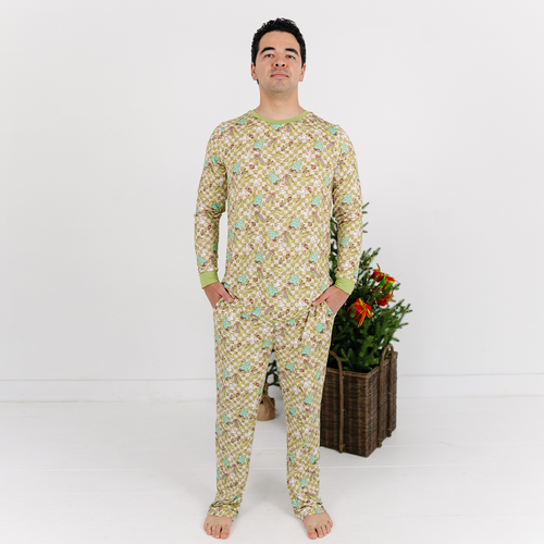 Christmas Green Face Stole Gift Plaid Bamboo Family Matching Pajamas