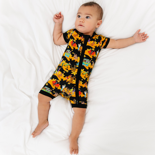 Mystery Adventure Great Dane Dog Baby Bamboo Short Zipper Romper Pajamas