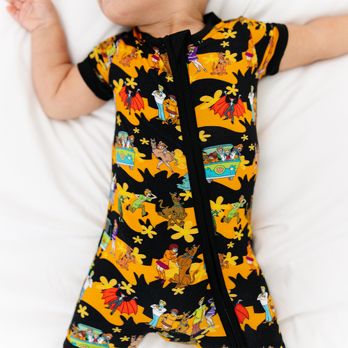 Mystery Adventure Great Dane Dog Baby Bamboo Short Zipper Romper Pajamas