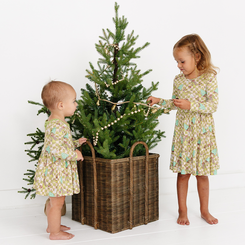 Christmas Green Face Stole Gift Plaid Twirl Dress With Bodysuit