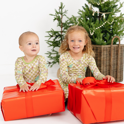 Christmas Green Face Stole Gift Plaid Kids Bamboo Long Sleeves Dress