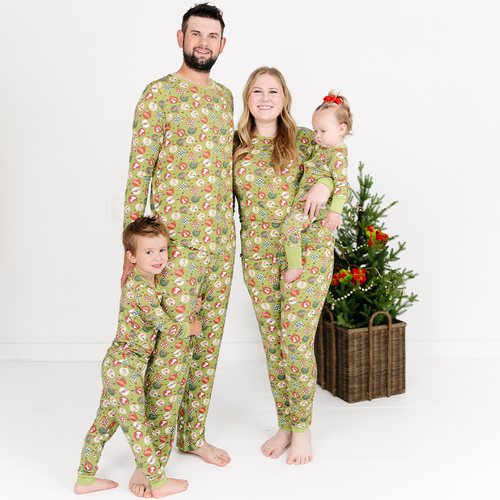 Christmas Green Face Baubles Bamboo Family Matching Pajamas