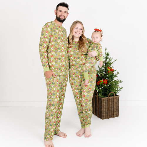 Christmas Green Face Baubles Bamboo Family Matching Pajamas