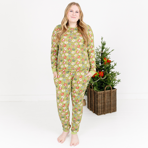 Christmas Green Face Baubles Bamboo Family Matching Pajamas
