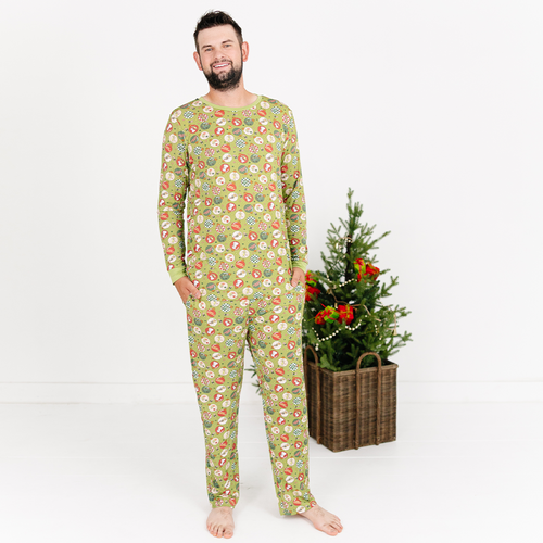 Christmas Green Face Baubles Bamboo Family Matching Pajamas