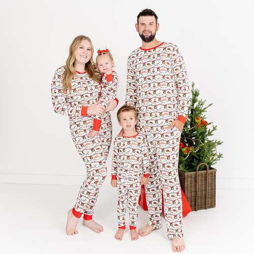 Christmas Green Face Cheer Bamboo Family Matching Pajamas