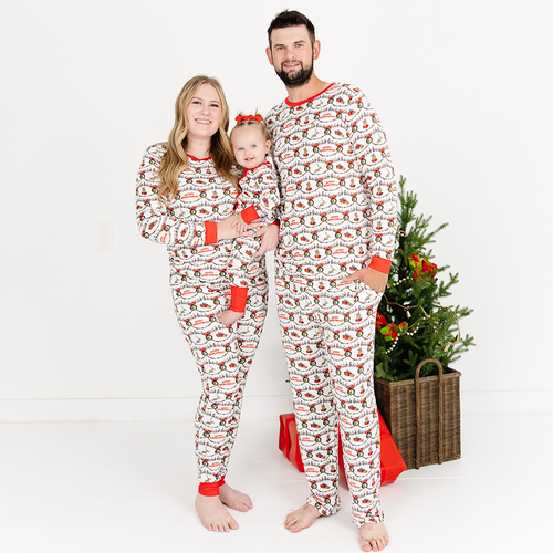 Christmas Green Face Cheer Bamboo Family Matching Pajamas
