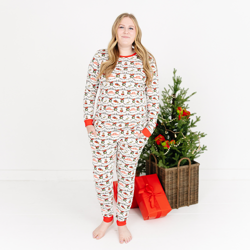 Christmas Green Face Cheer Bamboo Family Matching Pajamas