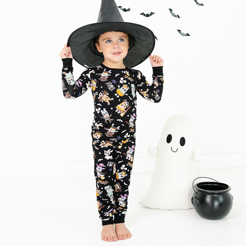 Halloween Pumpkin Pup Parade Kids Bamboo Two-Piece Pajama Set