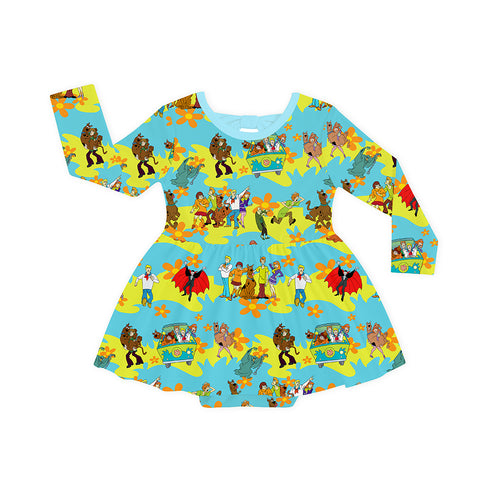 Mystery Adventure Great Dane Dog Blue Twirl Dress With Bodysuit