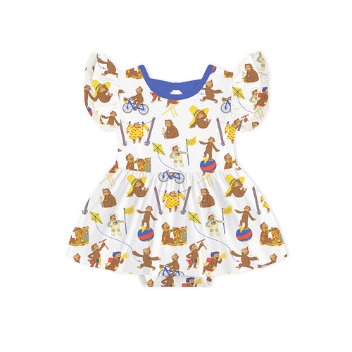 Curious Monkey Twirl Dress With Bodysuit
