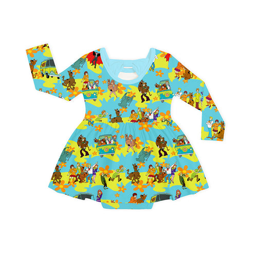 Mystery Adventure Great Dane Dog Blue Twirl Dress With Bodysuit