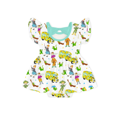 Magic Adventure School Bus Blue Twirl Dress With Bodysuit