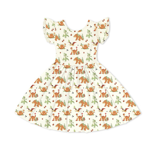 Dinosaur Adventure Kids Bamboo Short Sleeves Dress