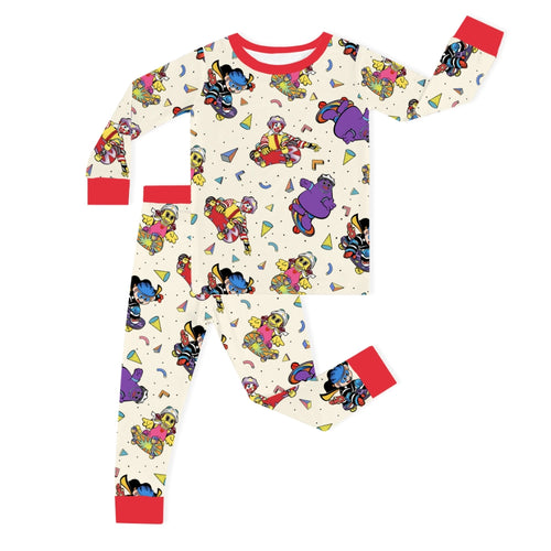 Hamburger Land Skateboard Kids Bamboo Two-Piece Pajama Set