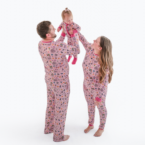 Halloween Witch Sisters Smell Children Purple Bamboo Family Matching Pajamas