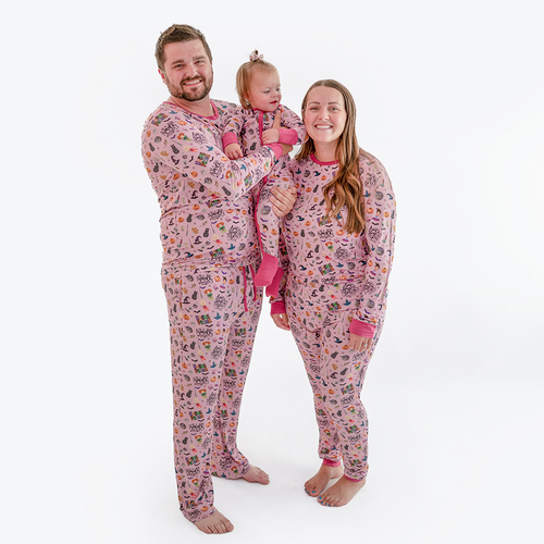 Halloween Witch Sisters Smell Children Purple Bamboo Family Matching Pajamas