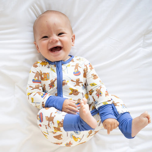 Curious Monkey Baby Bamboo Zipper Romper Pajamas