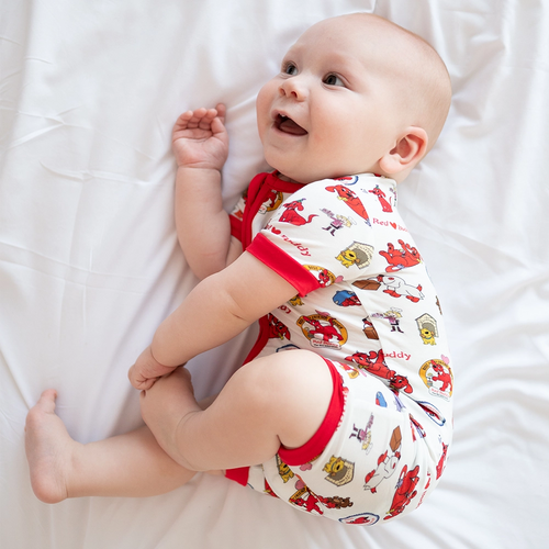 Big Red Dog Baby Bamboo Short Zipper Romper Pajamas