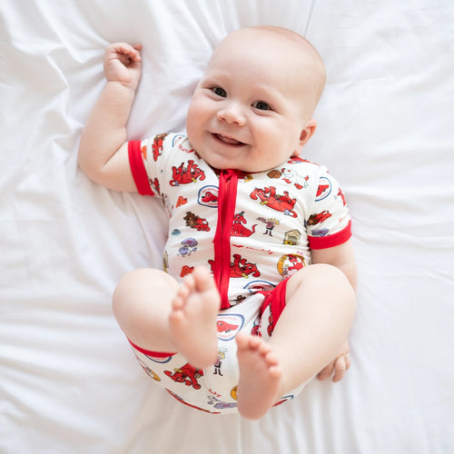 Big Red Dog Baby Bamboo Short Zipper Romper Pajamas