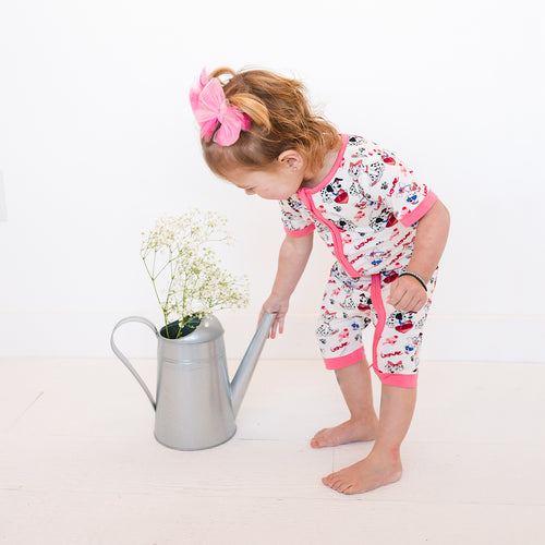 Fancyprince Valentine Dalmatians Bamboo Short Zipper Romper Pajamas