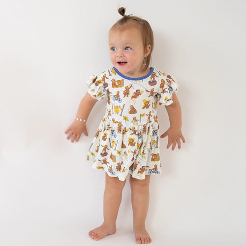 Curious Monkey Twirl Dress With Bodysuit