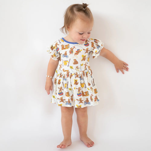 Curious Monkey Twirl Dress With Bodysuit