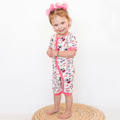 Fancyprince Valentine Dalmatians Bamboo Short Zipper Romper Pajamas