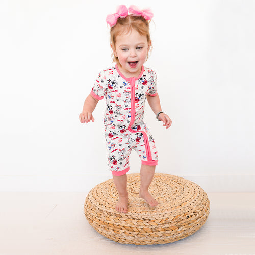 Fancyprince Valentine Dalmatians Bamboo Short Zipper Romper Pajamas