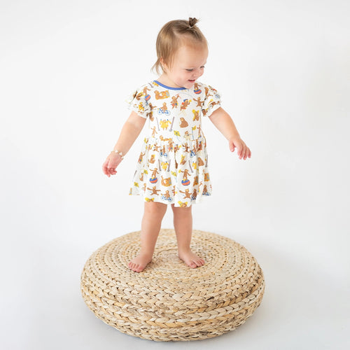 Curious Monkey Twirl Dress With Bodysuit