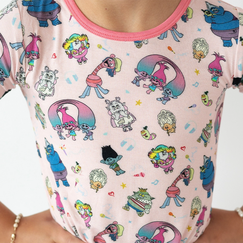 Magic Elves Cartoon Pink Kids Bamboo Short Two-Piece Pajama Set