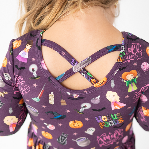 Halloween Witch Sisters Smell Children Kids Bamboo Long Sleeves Dress