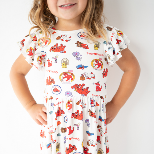 Big Red Dog Kids Bamboo Short Sleeves Dress