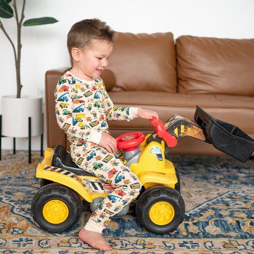 Little Builder Beige Kid Bamboo Two-Piece Pajama Set