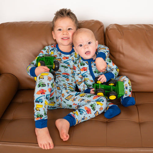 Little Builder Baby Bamboo Zipper Romper Pajamas