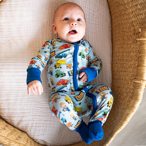 Little Builder Baby Bamboo Zipper Romper Pajamas