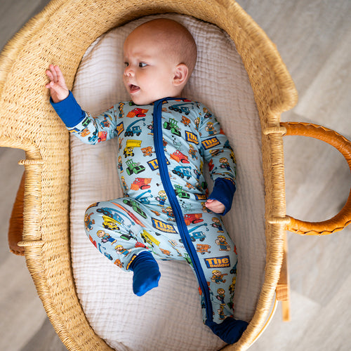 Little Builder Baby Bamboo Zipper Romper Pajamas