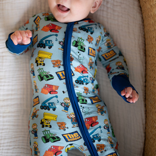 Little Builder Baby Bamboo Zipper Romper Pajamas