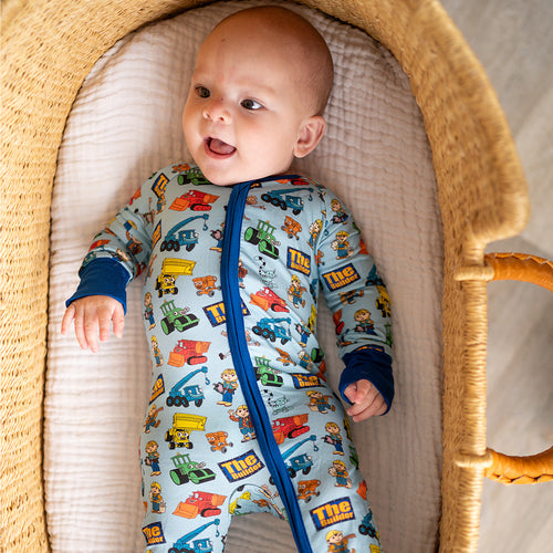 Little Builder Baby Bamboo Zipper Romper Pajamas